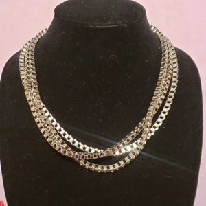 Multi Strand Necklace Silver Tone Links 20"